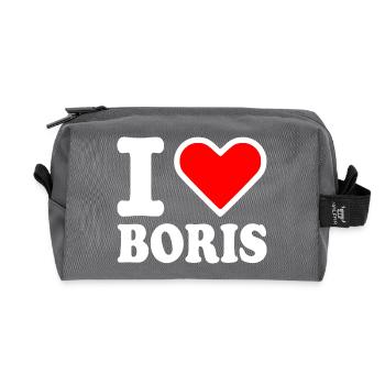 I love boris - Trousse de toilette en tissu recyclé - anthracite - Devant
