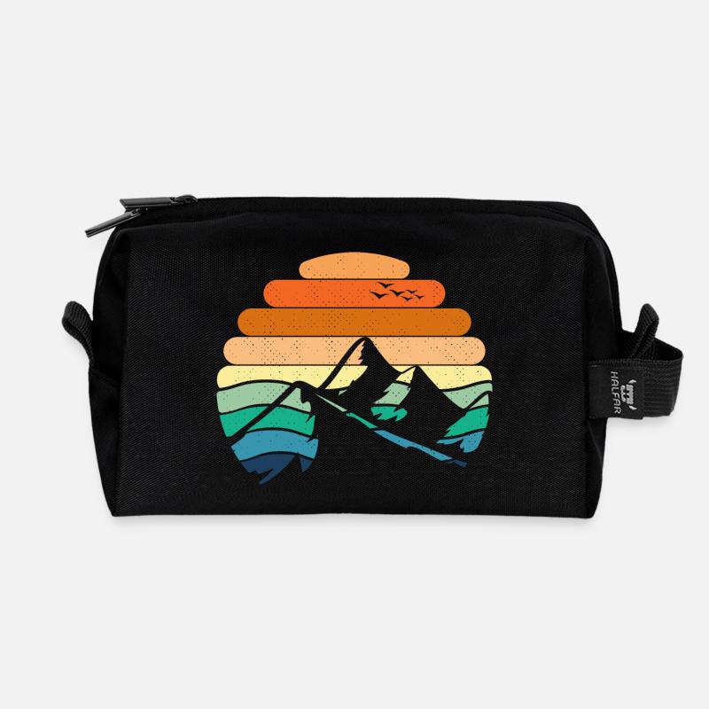 Berglandschaft Sonnenuntergang - Recycelte Kulturtasche - Schwarz
