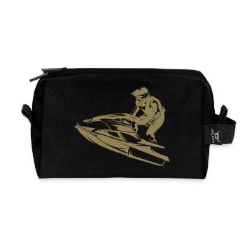 Jet ski rapide en silhouette - Trousse de toilette en tissu recyclé - noir - Devant