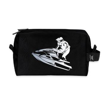 Fast-paced jet ski in silhouette - Recycled Toiletry Zip Bag - black - Front
