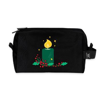 Bougie de Noël et baie de houx - Trousse de toilette en tissu recyclé - noir - Devant