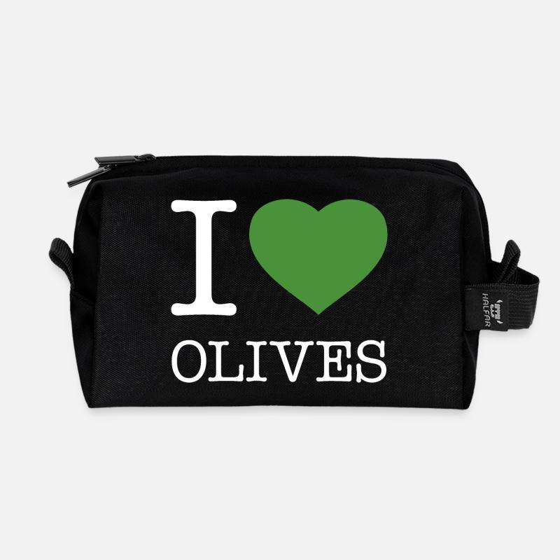 I LOVE OLIVES Oliven - Recycelte Kulturtasche - Schwarz
