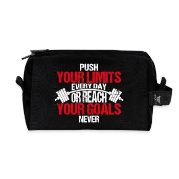 Bodybuilding Spruch Motivation - Recycelte Kulturtasche - Schwarz - Vorne