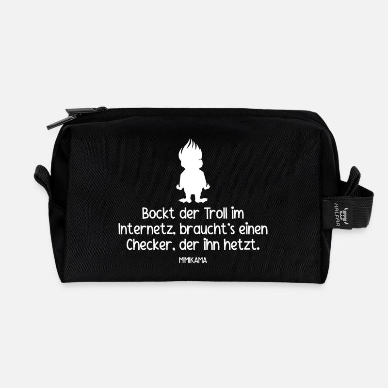 Troll-Checker - Recycelte Kulturtasche - Schwarz