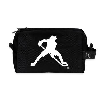 Frosch Eishockeyspieler Silhouette minimalistisch - Recycelte Kulturtasche - Schwarz - Vorne
