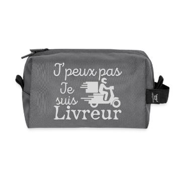 J'peux pas je suis livreur - Trousse de toilette en tissu recyclé - anthracite - Devant