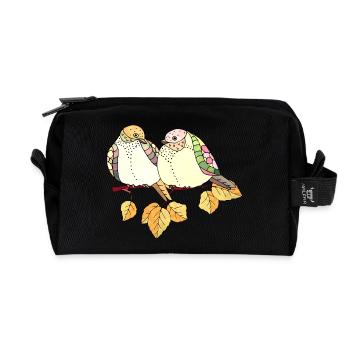 Bunte Vögel - Recycelte Kulturtasche - Schwarz - Vorne