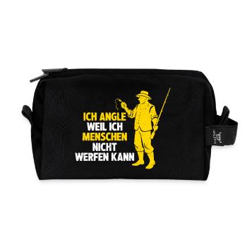 Ich Angle Weil Ich Menschen Nicht Werfen Kann - Recycelte Kulturtasche - Schwarz - Vorne