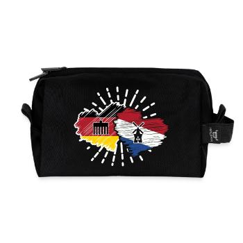 Deutschland Niederlande Herzen Fußball Länderspiel - Recycelte Kulturtasche - Schwarz - Vorne
