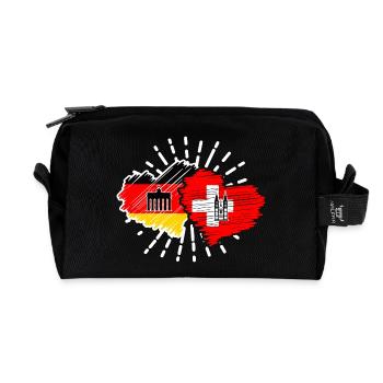 Deutschland Schweiz Herzen Länderspiel Fußball - Recycelte Kulturtasche - Schwarz - Vorne