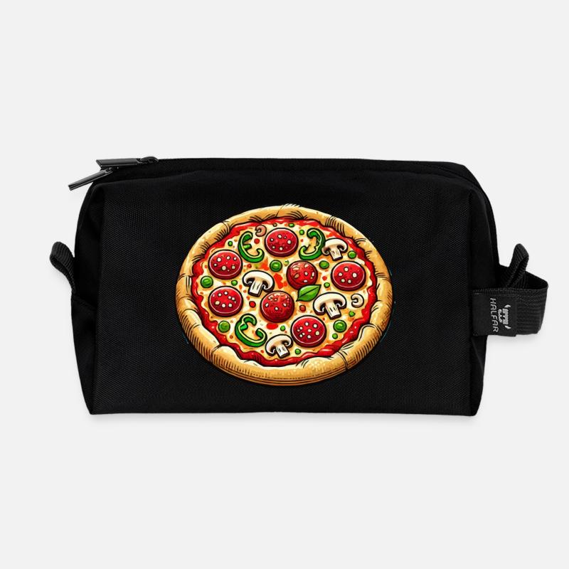 pizza - Recycelte Kulturtasche - Schwarz