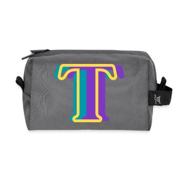 Lettre t multicolore - Trousse de toilette en tissu recyclé - anthracite - Devant