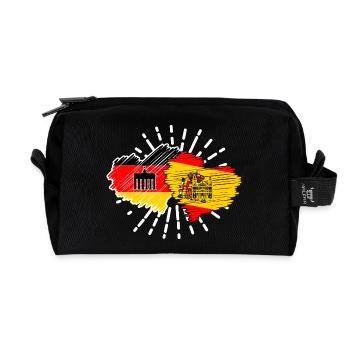 Deutschland Spanien Herzen Fußball Mallorca - Recycelte Kulturtasche - Schwarz - Vorne