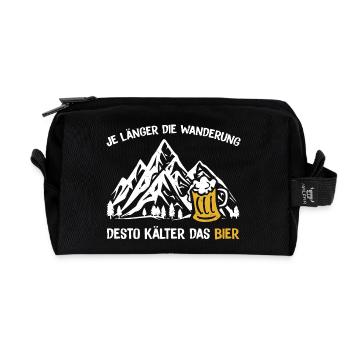 Je länger die Wanderung desto kälter das Bier - Recycelte Kulturtasche - Schwarz - Vorne