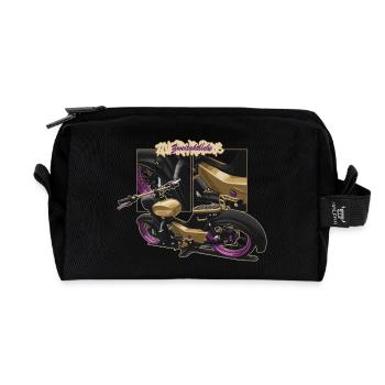 Star (gold) // Illustration - Recycled Toiletry Zip Bag - black - Front