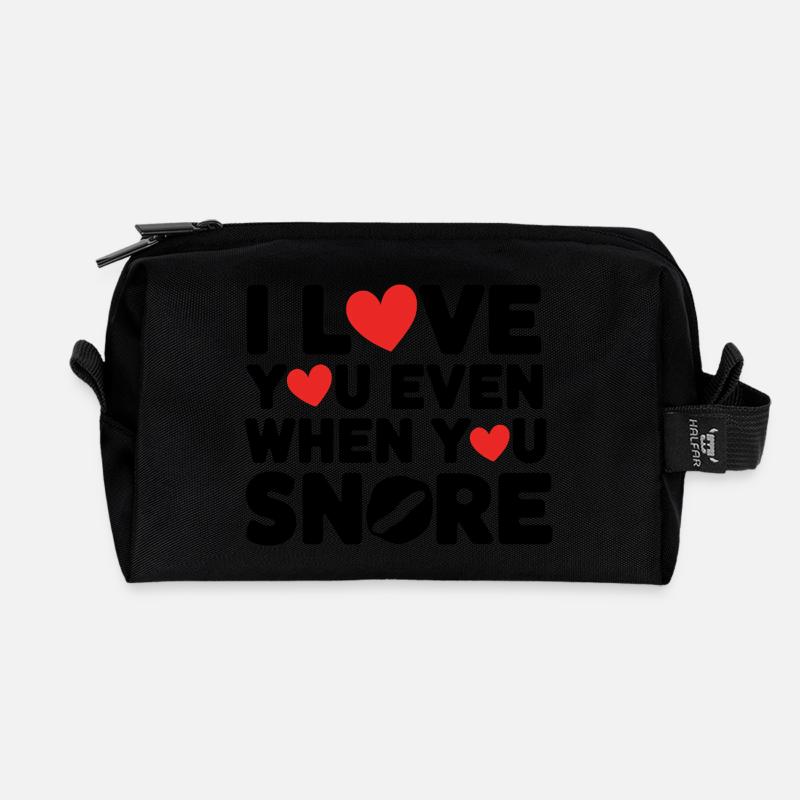 Ich liebe dich, auch wenn du schnarchst - Recycelte Kulturtasche - Schwarz