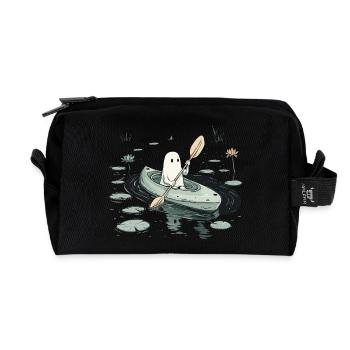 Geist Kajak Halloween - Recycelte Kulturtasche - Schwarz - Vorne