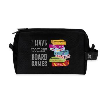 I have too many Boardgames - Recycled Toiletry Zip Bag - black - Front