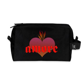 amore with burning heart - Recycled Toiletry Zip Bag - black - Front