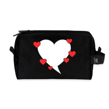 Speech bubble with hearts - Recycled Toiletry Zip Bag - black - Front