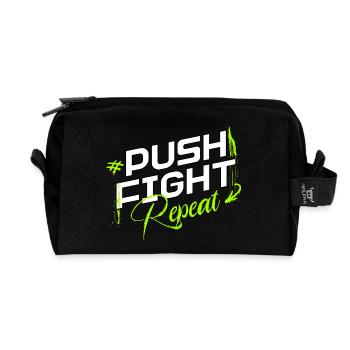 Push. Fight. Repeat. – Strength in the loop - Recycled Toiletry Zip Bag - black - Front