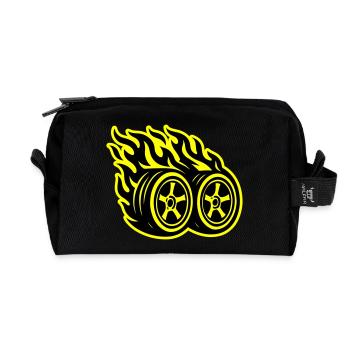 Flamme de pneu de voiture - Trousse de toilette en tissu recyclé - noir - Devant