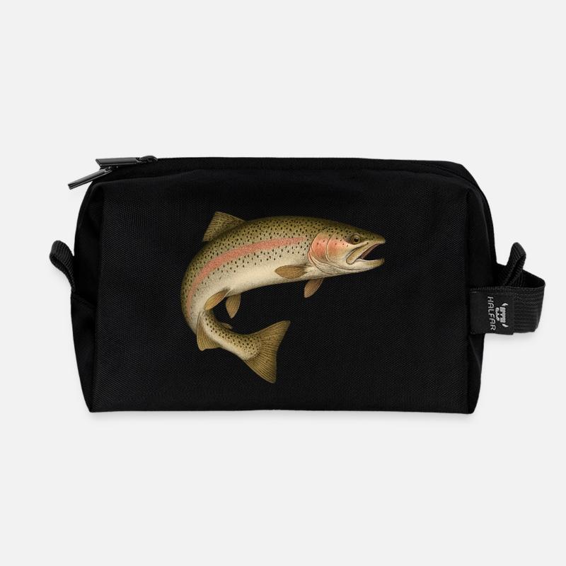 Fische Angeln - Recycelte Kulturtasche - Schwarz