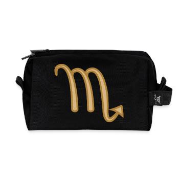 Symbole du zodiaque Scorpion bicolore doré - Trousse de toilette en tissu recyclé - noir - Devant