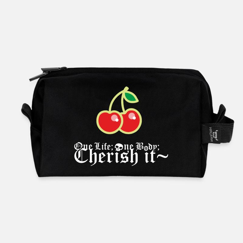 Cherry - Recycelte Kulturtasche - Schwarz