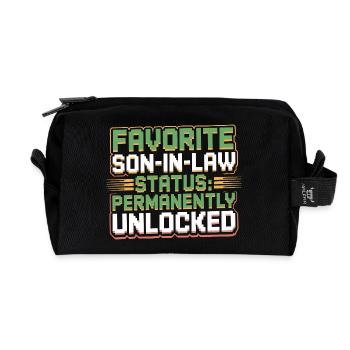 Schwiegermutter Retro Lustiger Schwiegervater - Recycelte Kulturtasche - Schwarz - Vorne