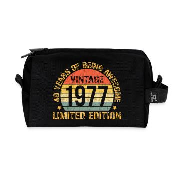 Millésime 1977, 49ème Anniversaire Cadeaux Pour Hommes Femmes - Trousse de toilette en tissu recyclé - noir - Devant