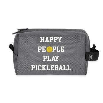 Happy People Play Pickleball - Recycled Toiletry Zip Bag - anthracite - Front