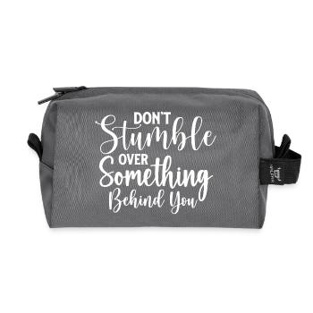 Overcoming Obstacles Quote - Recycled Toiletry Zip Bag - anthracite - Front