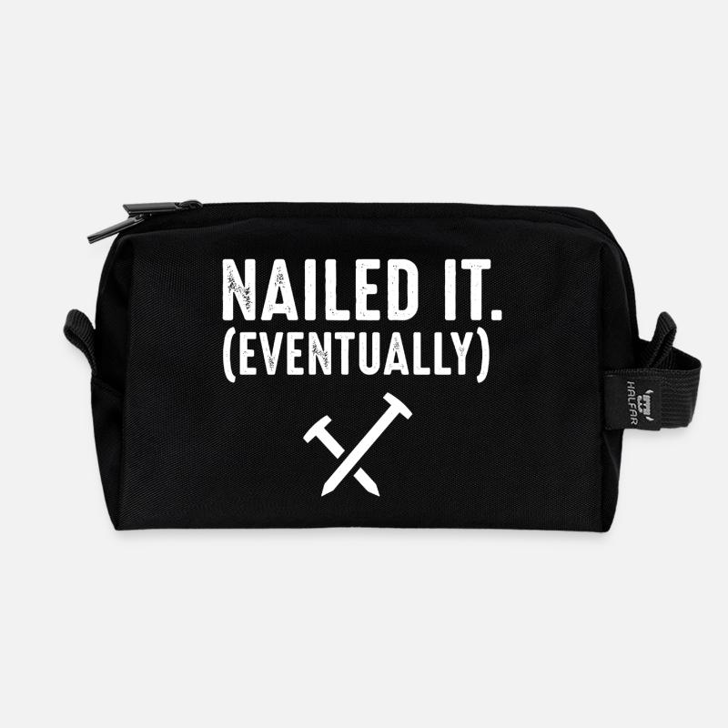 Nailed It Eventually Christian Humor - Recycelte Kulturtasche - Schwarz