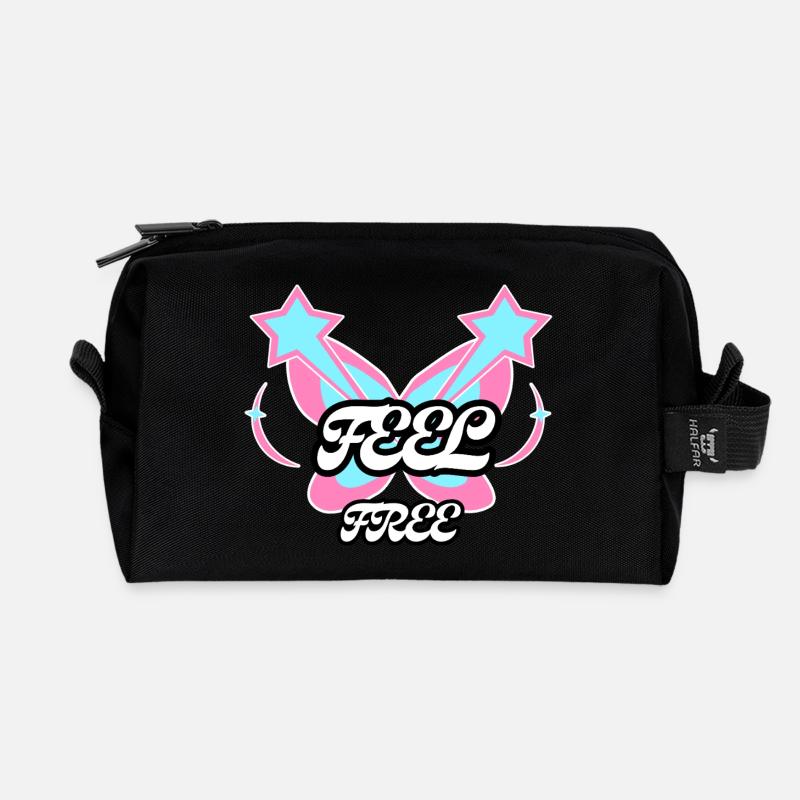 Feel Free Butterfly Emblem - Recycelte Kulturtasche - Schwarz