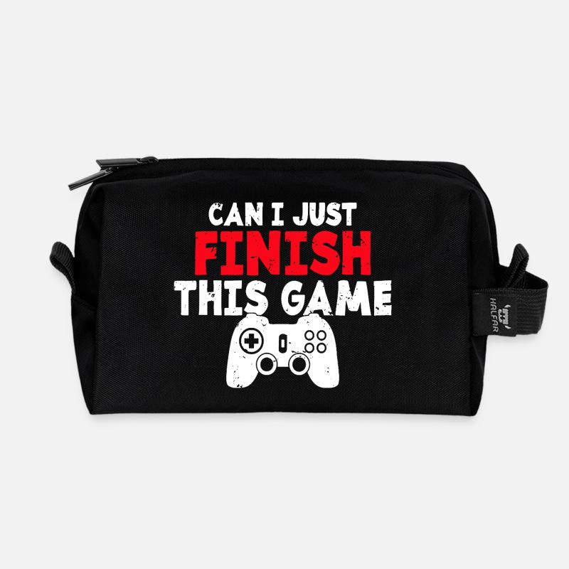 Can I Just Finish This Game - Recycled Toiletry Zip Bag - black