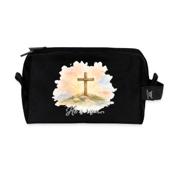 Auferstehung He is Risen Ostern Jesus - Recycelte Kulturtasche - Schwarz - Vorne