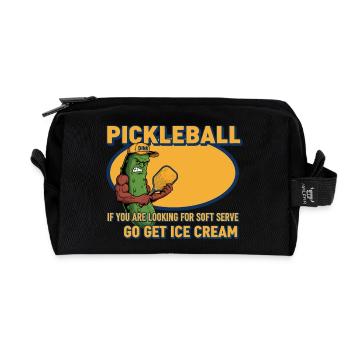 Pickleball-lustiger Spieler Hol dir Cream Soft - Recycelte Kulturtasche - Schwarz - Vorne