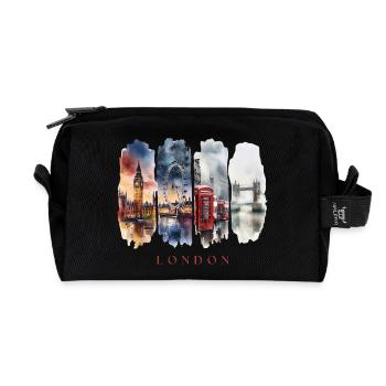 London Urlaub Travel – England Big Ben & City - Recycelte Kulturtasche - Schwarz - Vorne