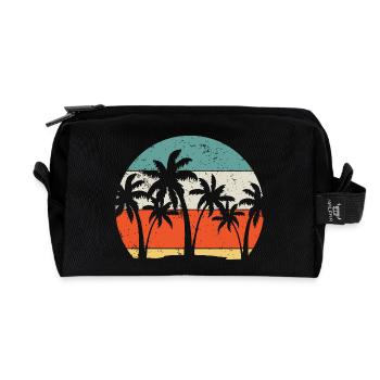 Silhouette de palmier coucher de soleil tropical - Trousse de toilette en tissu recyclé - noir - Devant