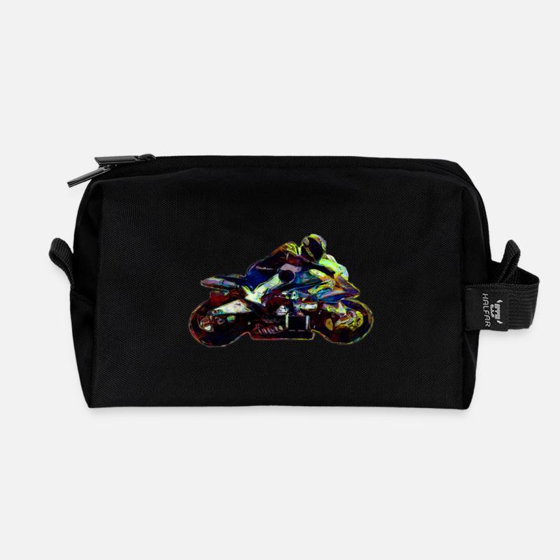 Motorrad Bunt - Recycelte Kulturtasche - Schwarz