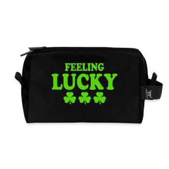 feeling lucky - Recycled Toiletry Zip Bag - black - Front