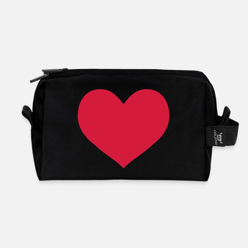 herz - Recycelte Kulturtasche - Schwarz