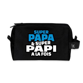super papa et super papy à la fois - Trousse de toilette en tissu recyclé - noir - Devant
