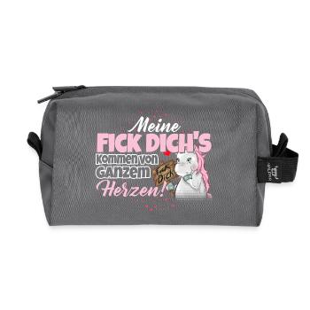 Einhorn - Fick Dich - Recycelte Kulturtasche - Anthrazit - Vorne