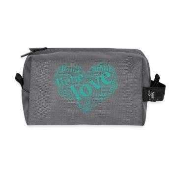 Mintgrünes Herz - "Liebe" in vielen Sprachen - Recycelte Kulturtasche - Anthrazit - Vorne