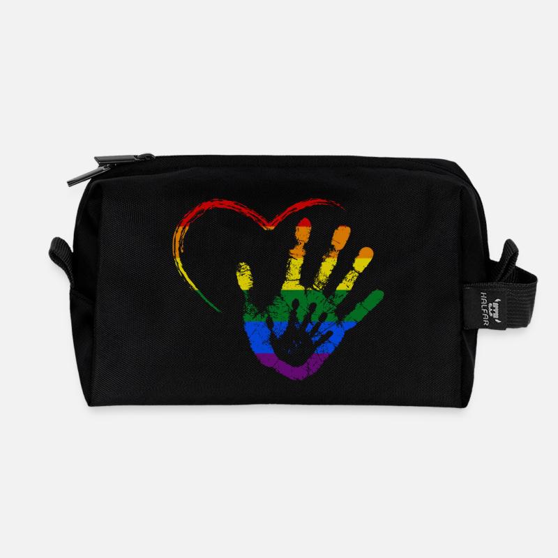 RAINBOW HAND IN HAND - Recycled Toiletry Zip Bag - black