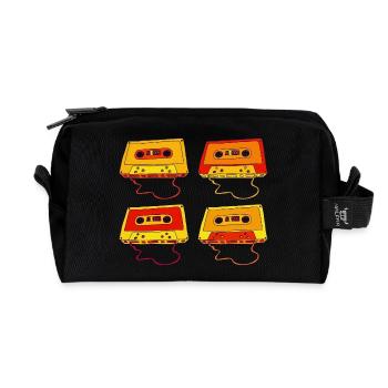 Cassette Compact Cassette Magnétique Bande rétro - Trousse de toilette en tissu recyclé - noir - Devant