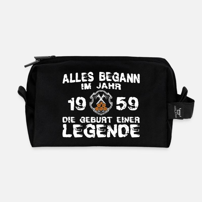 Holz Legende 1959 - Recycelte Kulturtasche - Schwarz