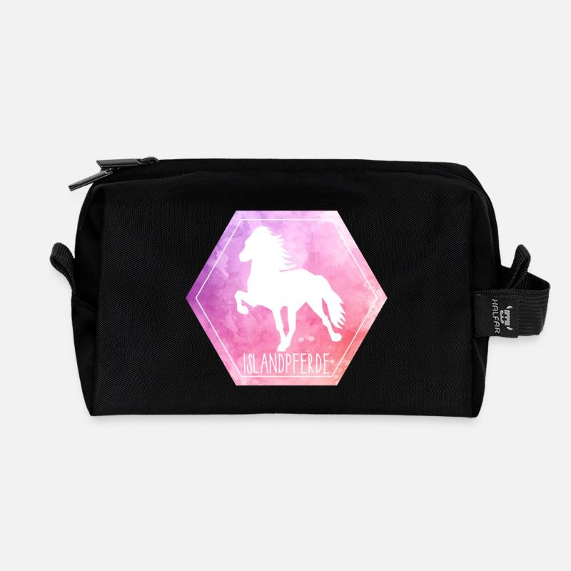 Islandpferd "Hexagon" - Recycelte Kulturtasche - Schwarz